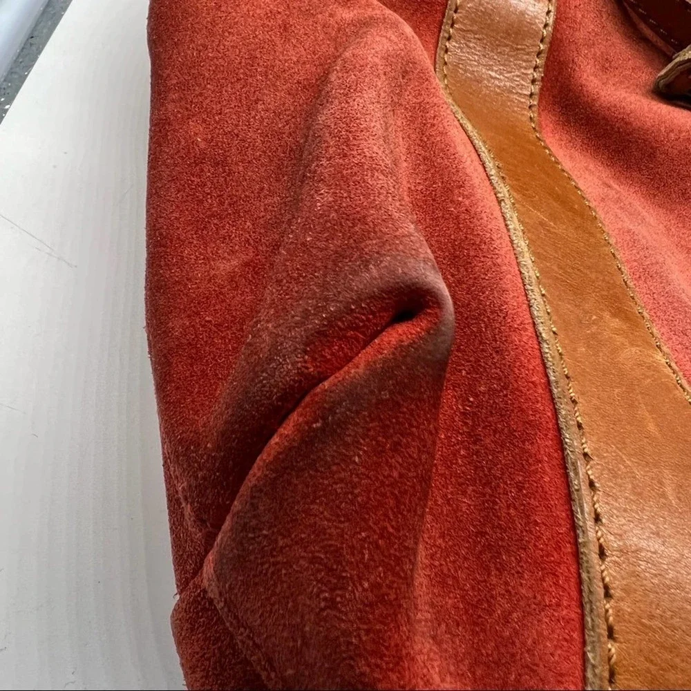 3.1 PHILLIP LIM red suede and brown leather hobo bag